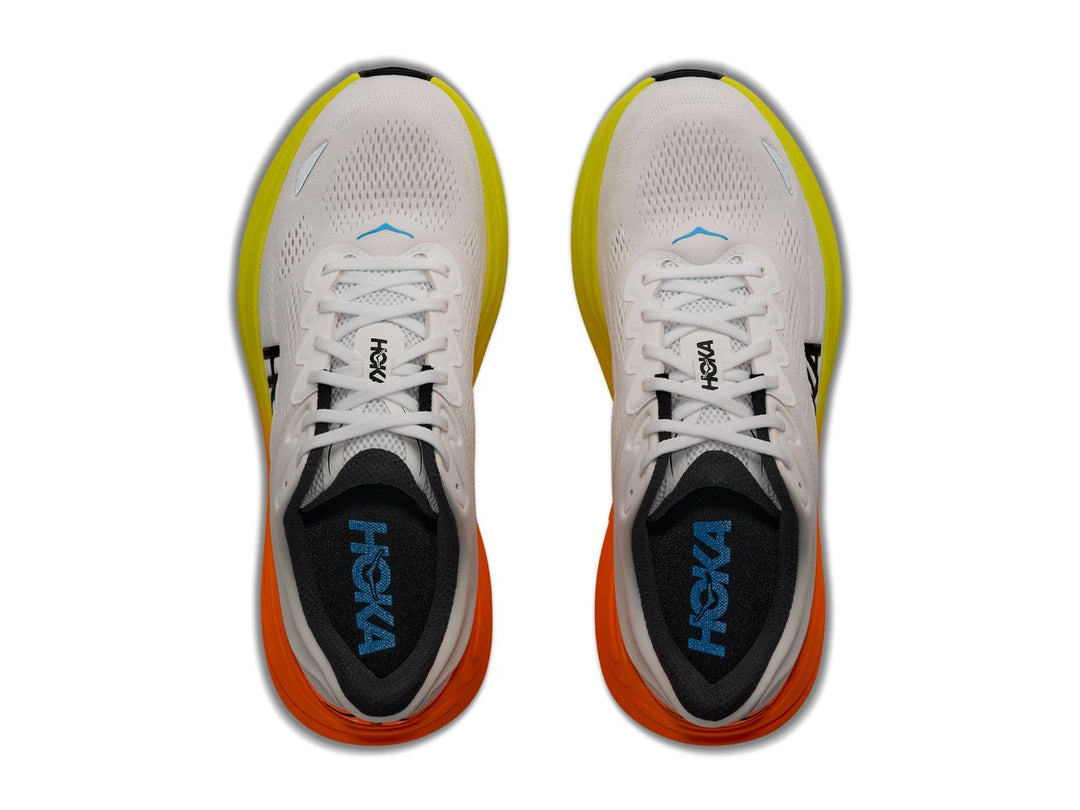 Hoka Bondi 9 Men's White/Neon Tangerine