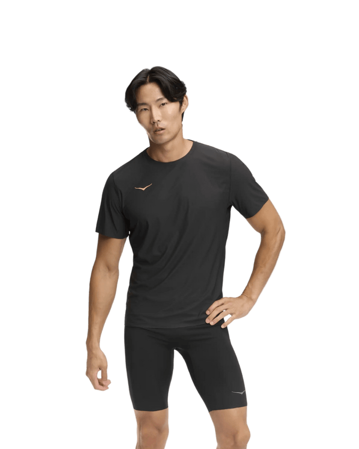 Hoka Airolite Short Sleeve 2.0 - Mens - Black/Gold - Koshi Tan - Tan - Run Vault