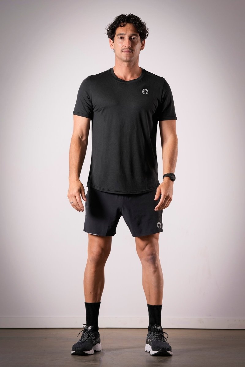 No Timid Souls Men's FLOWDRY Tempo Short Sleeve New Black - Run Vault