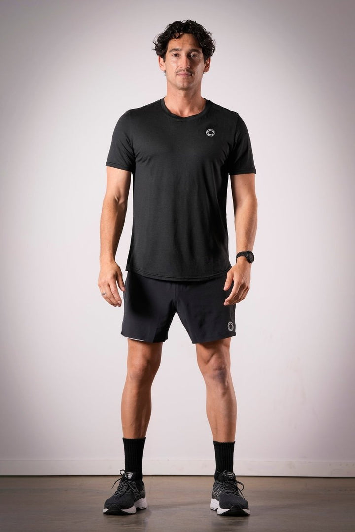 No Timid Souls Men's FLOWDRY Tempo Short Sleeve New Black - Run Vault