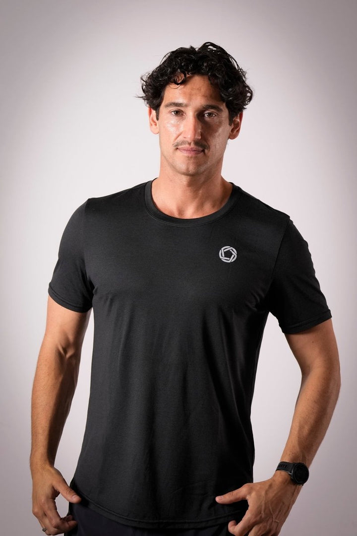 No Timid Souls Men's FLOWDRY Tempo Short Sleeve New Black - Run Vault