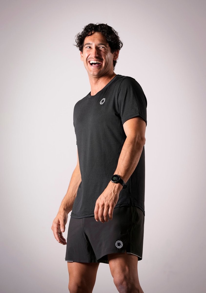 No Timid Souls Men's FLOWDRY Tempo Short Sleeve New Black - Run Vault