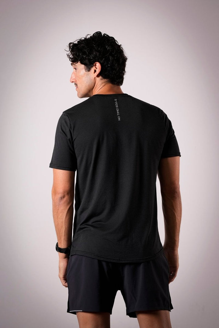 No Timid Souls Men's FLOWDRY Tempo Short Sleeve New Black - Run Vault