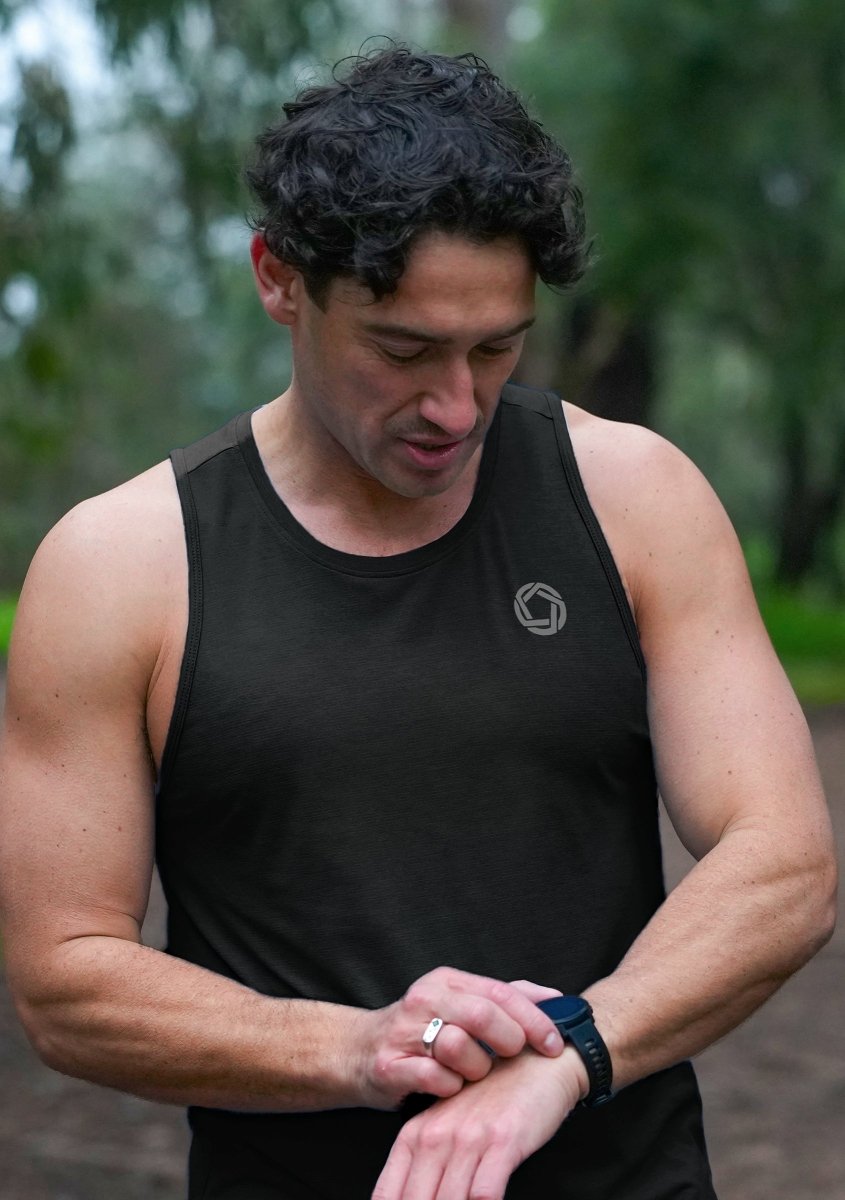 No Timid Souls Men's FLOWDRY Tempo Tank New Black - Run Vault