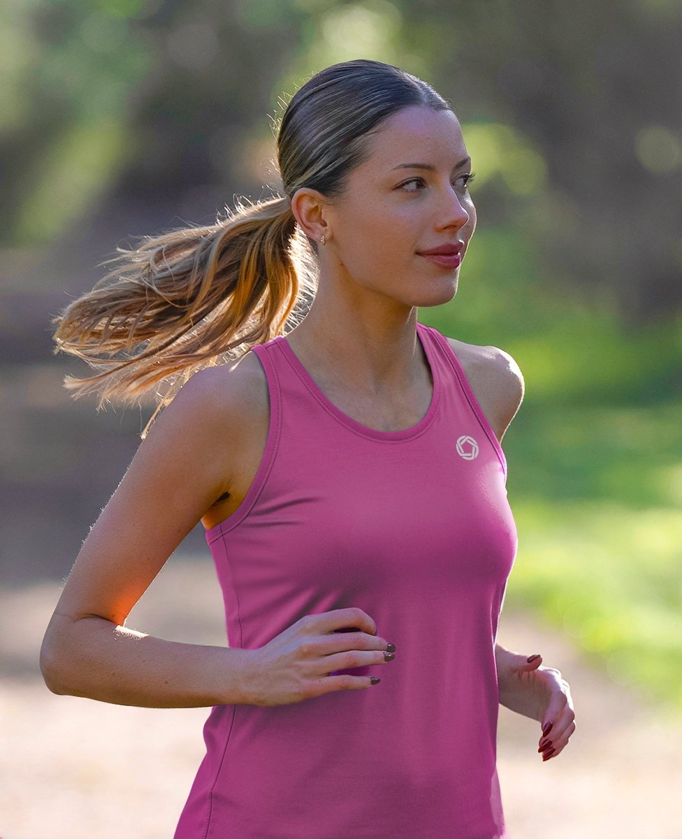 No Timid Souls Women's FLOWDRY Tempo Racerback Tank High Energy Pink - Run Vault