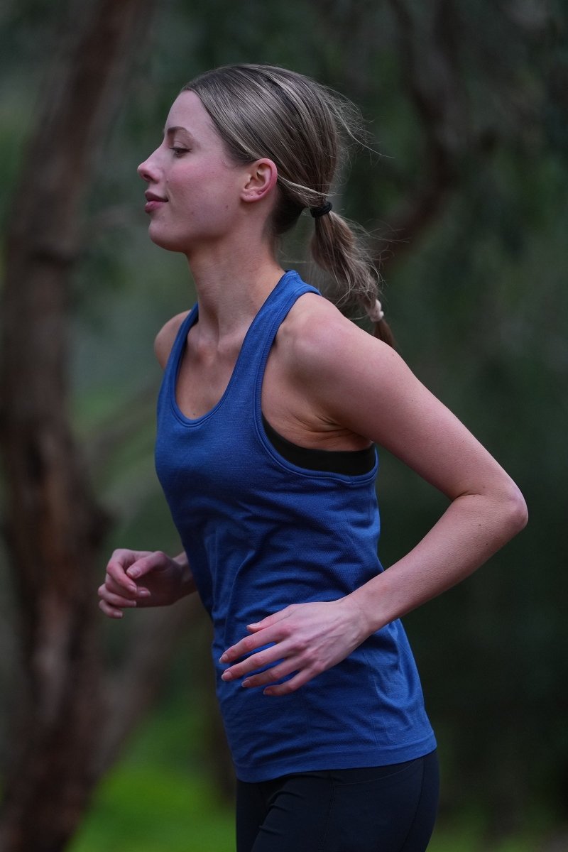 No Timid Souls Women's GLIDE360 Tank Pacific Ocean Blue Marle - Run Vault