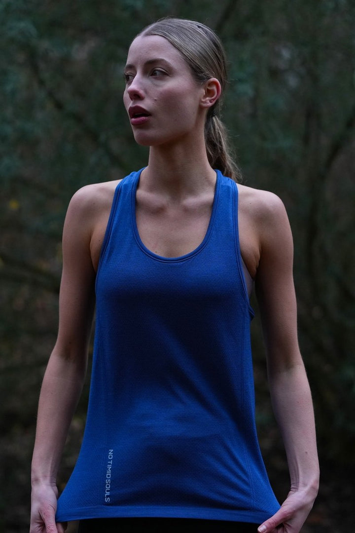 No Timid Souls Women's GLIDE360 Tank Pacific Ocean Blue Marle - Run Vault
