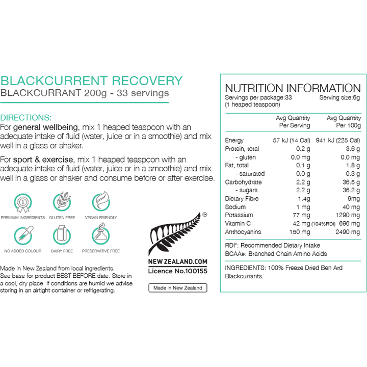 Pure Sports Nutrition - Pure Blackcurrant Recovery 200g Pouch - Run Vault