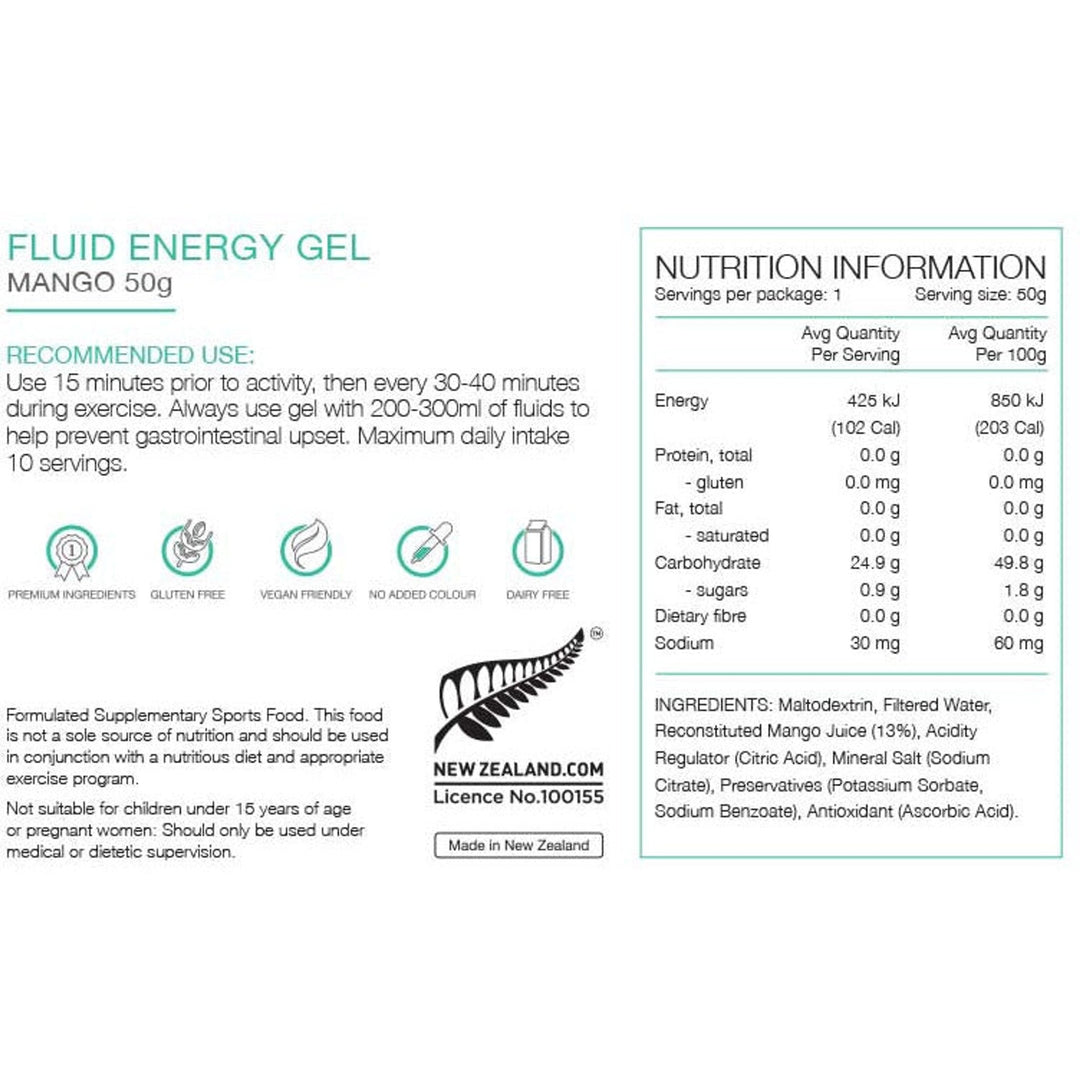 Pure Sports Nutrition - Pure Fluid Energy Gel 50g - Run Vault